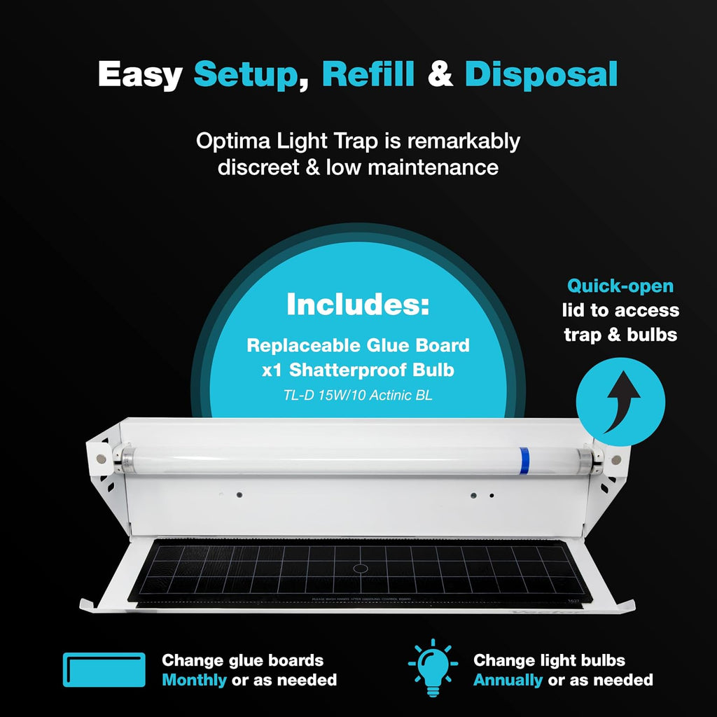 Catchmaster Vector Optima White, UV Light Fly Traps for Home, Gnat Traps for House Indoor, Shatterproof Bulbs, UV Lamp Insect Killer, Bug Catcher for Kitchen, Garage, & Warehouse