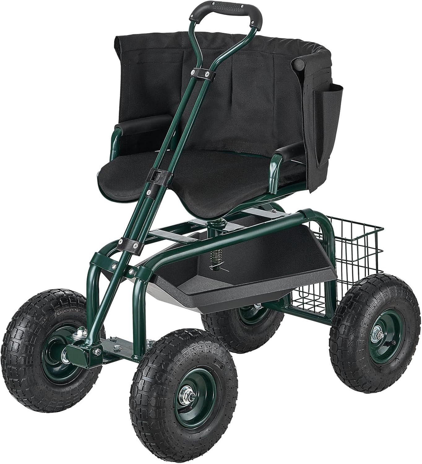 VEVOR Garden Seat with Wheels, Rolling Garden Stool with Height Adjustable & 360° Swivel Seat, 400lbs Weight Capacity, Gardening Cart Bench, Ergonomic Backrest & Tool Storage, for Yard, Patio