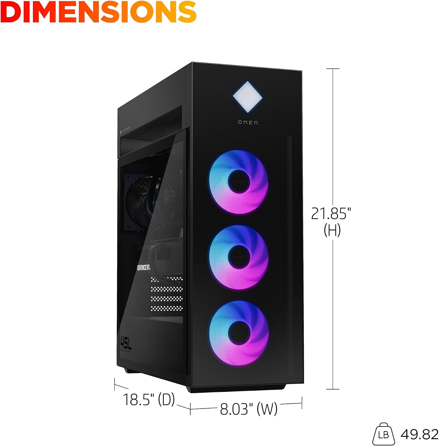 HP OMEN 45L Gaming Desktop, Intel Core Ultra 7 265K, 16 GB RAM, 1 TB SSD, NVIDIA GeForce RTX 5070, Windows 11 Pro, Microsoft Copilot, Tempered Glass, GT22-3050 (2025)