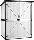 GUTINNEEN Outdoor Storage Cabinet Durable Metal Frame and Solid Wood Vertical Tool Shed with 3 Adjustable Height Shelves and Bottom Floor for Patio, Garden, Backyard, 55' L x 29' W x 67' H