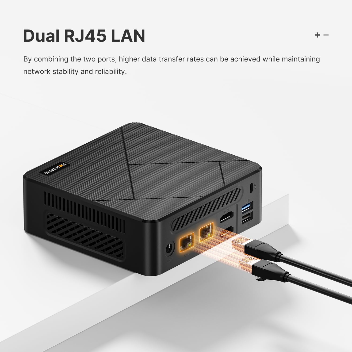 BOSGAME E4 Mini PC Dual LAN, Ryzen 5 3550H 11 Pro Mini Computers, 16GB DDR4, 512GB SSD, Triple Displays (HDMI+DP+USB-C), WiFi 5, BT 5.0