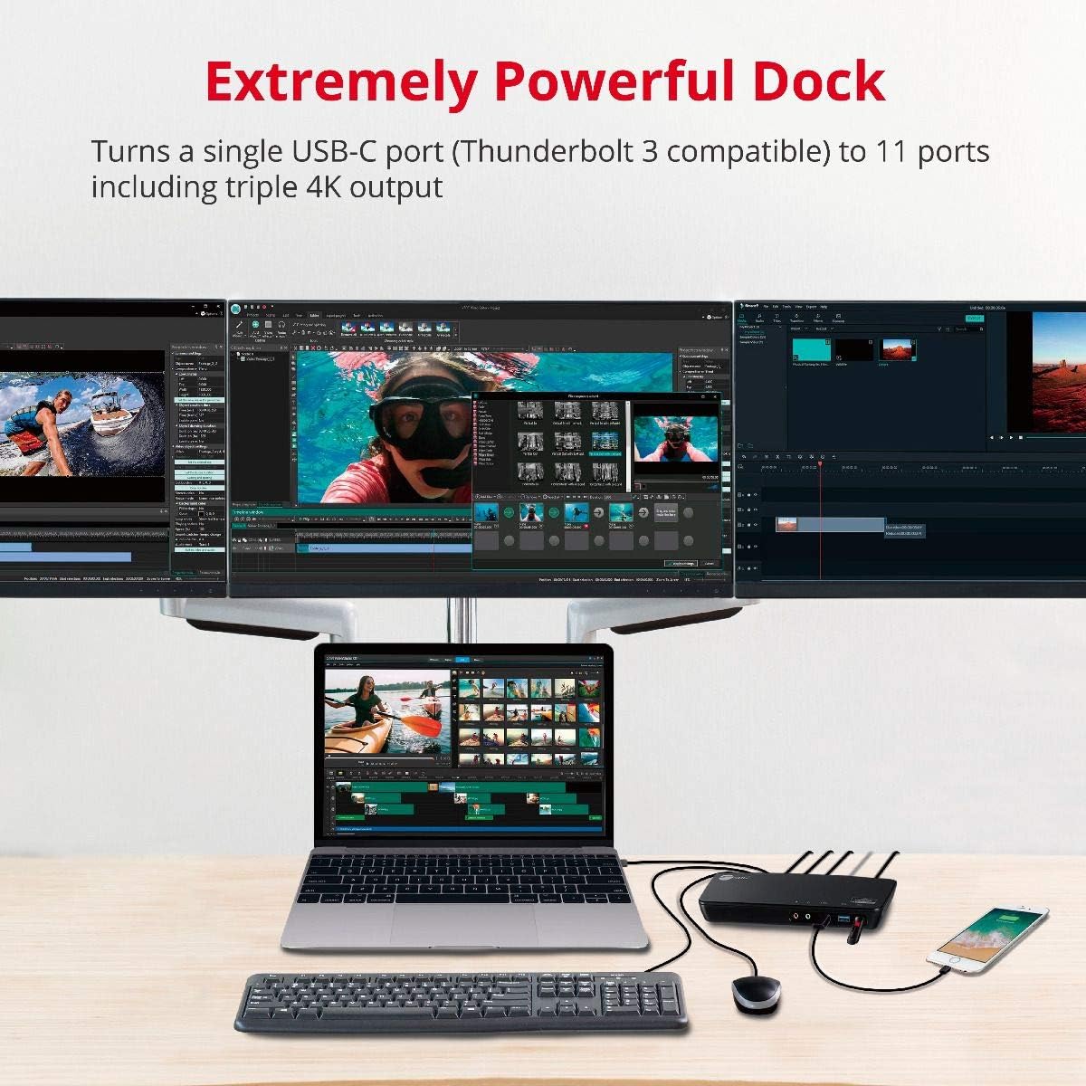 SIIG USB Type C 4K Triple Monitor Docking Station - Triple 4K@60Hz or Single 5K@60Hz Video Laptop Dock with 85W Charging - 1x HDMI, 2x DisplayPort, 5x USB Ports for Windows PC & MacBook (JU-DK0B11-S1)