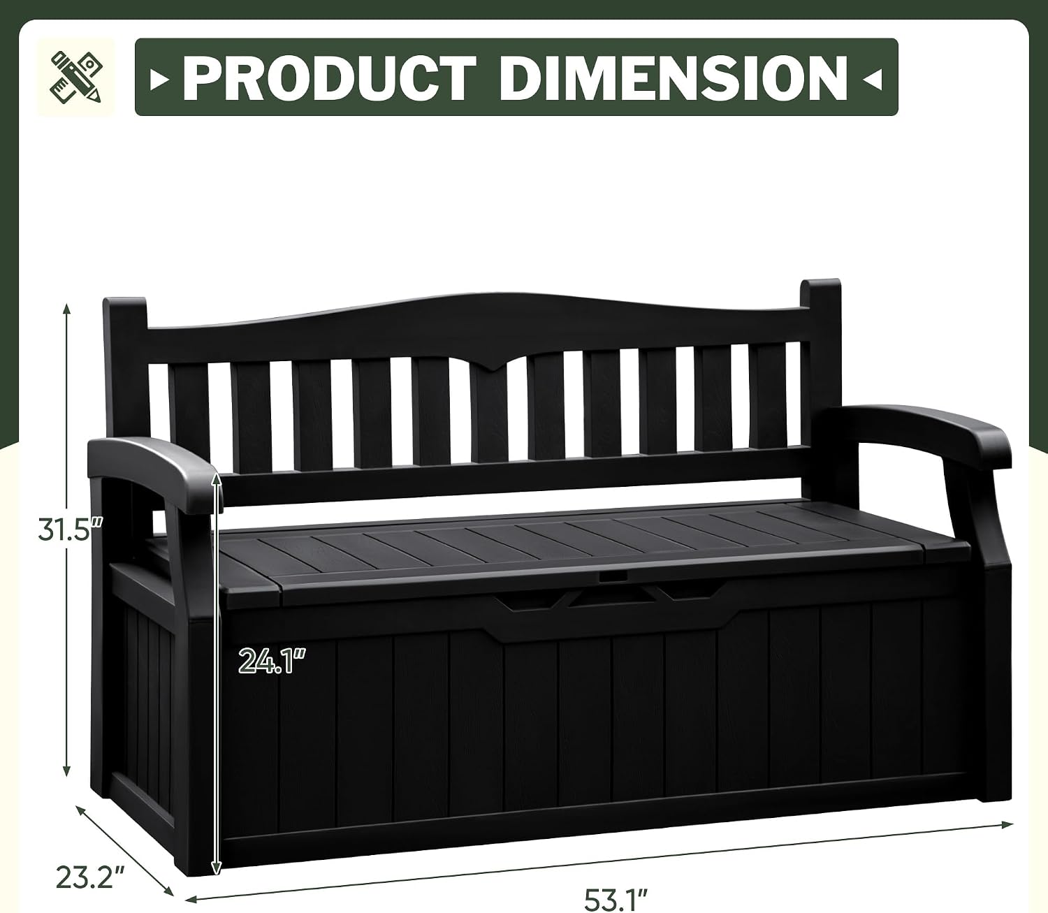 Flamaker 80 Gallon Storage Bench Outdoor Indoor, Durable All-Weather Seating with Hidden Storage, Lockable Deck Box for Garden, Patio, Poolside (Black)