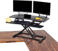 Flexpro Hero Corner Standing Height Adjustable 37 inch Desk Converter, for Cubicles & L-Shaped Desks, 2 Level Sit to Stand Workspace with Keyboard Shelf & Monitor Riser, (Black, 37 x 18 x 4.5 to 20)
