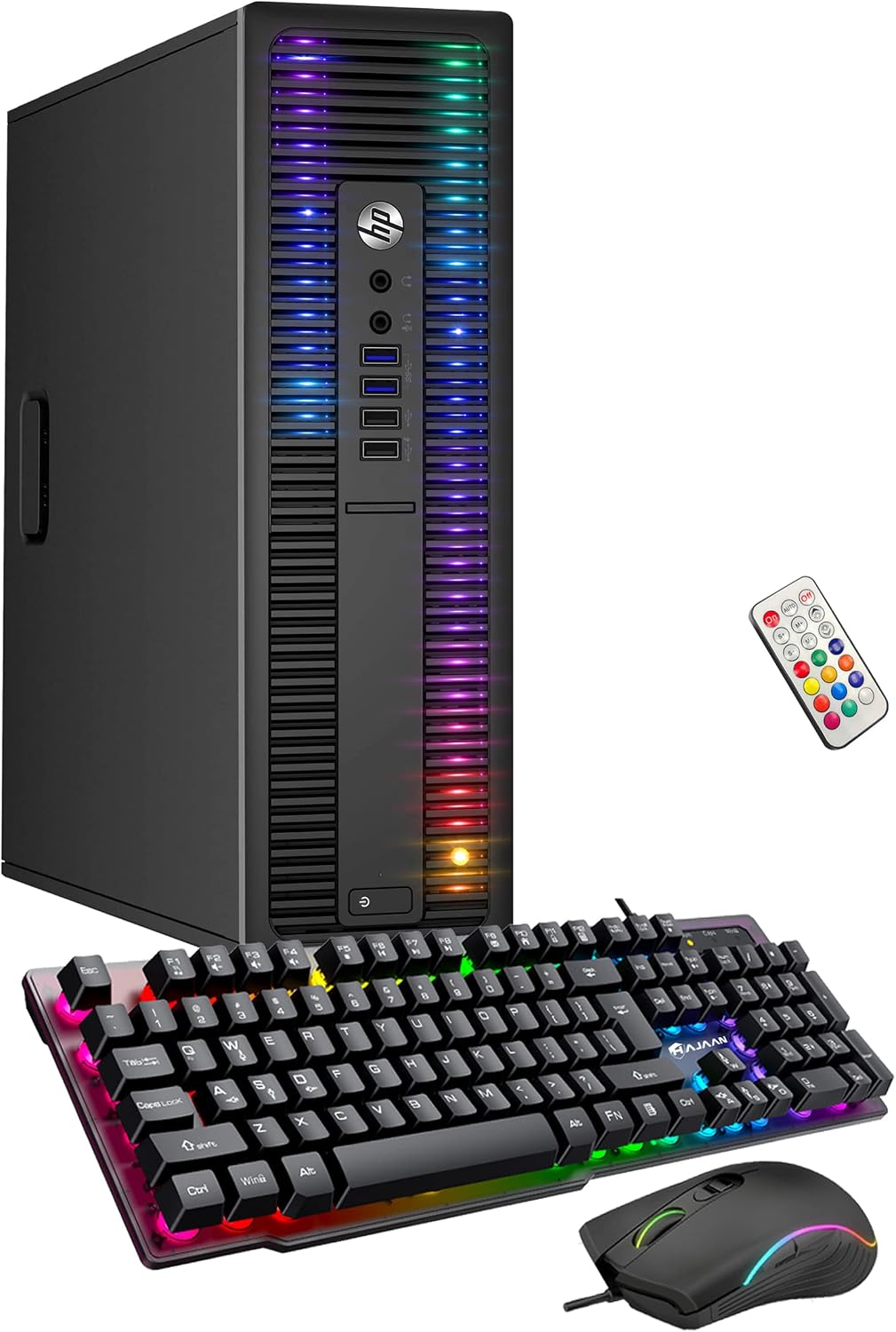HP RGB Lights Desktop PC ProDesk Computer Intel Core i7 6th Generation Processor 16GB RAM 256GB SSD Windows 11 Gaming PC Keyboard & Mouse (Renewed)