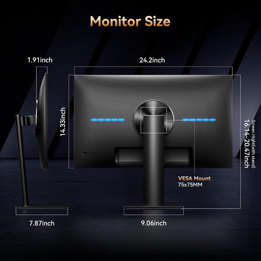 27 Inch Computer Monitor - Fast IPS 2K QHD 2560 x 1440p Desktop Monitor 100Hz 16:9 Display HDMI 2.0 & DP1.4 AMD FreeSync 100% sRGB TÜV Eye Care PC Gaming Screen Support Vesa Height/Tilt/Swivel/Pivot