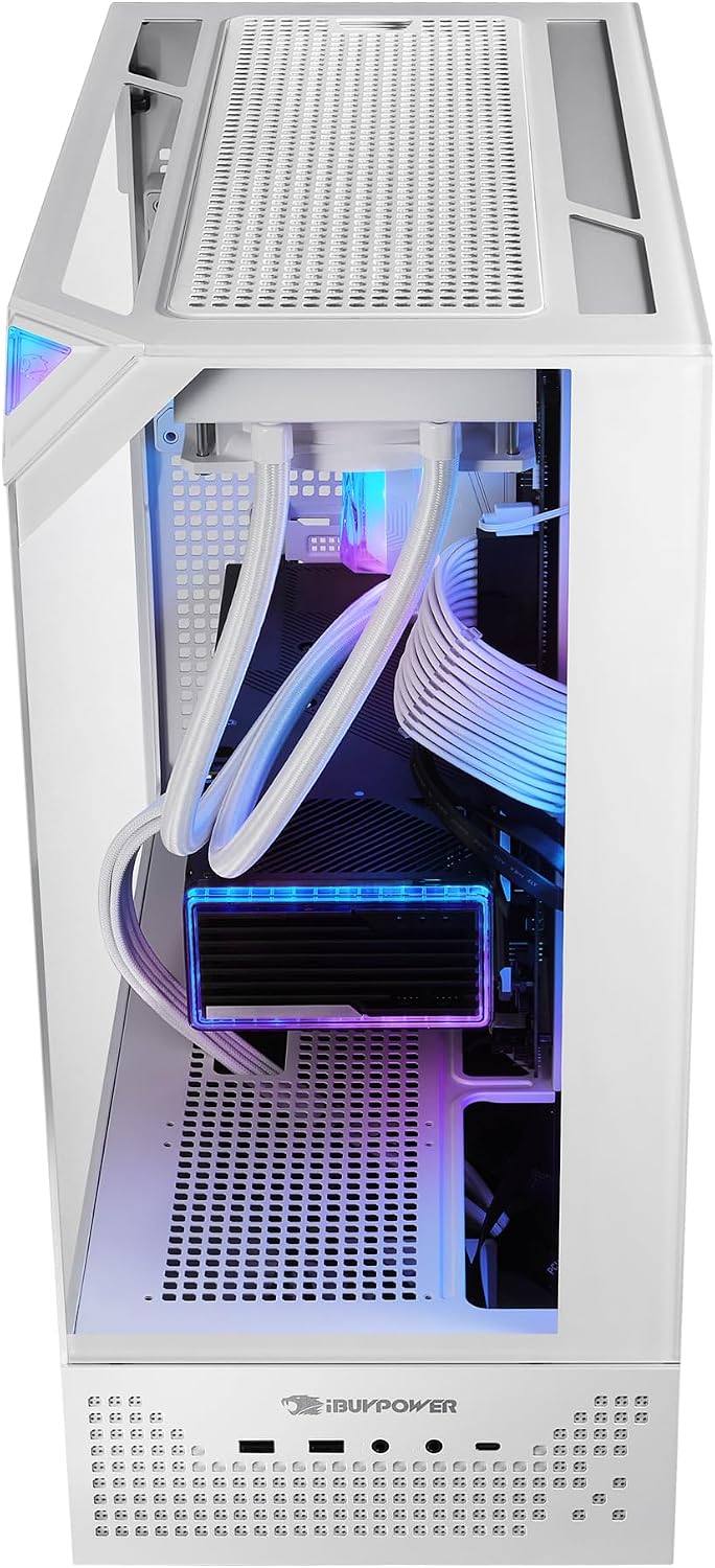 iBUYPOWER Element Pro White Gaming PC Desktop Computer Intel Core i9 14900KF CPU, NVIDIA GeForce RTX 5070Ti 16GB GPU, 32GB DDR5 RGB RAM, 1TB NVMe SSD, Windows 11 Home, Keyboard, Mouse - EPWI9N57T01