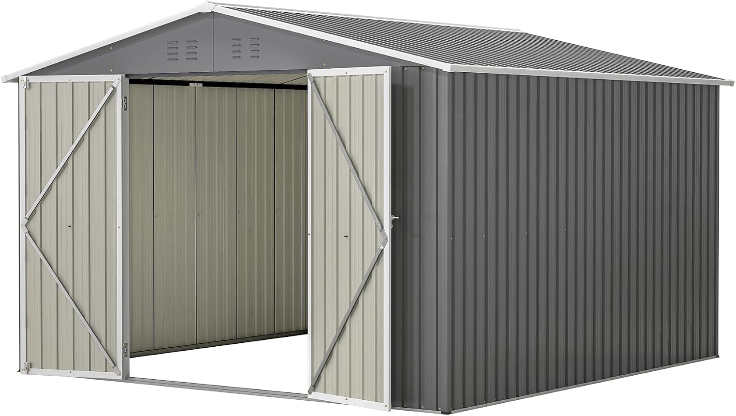 10x10 Ft Sheds & Outdoor Storage - Large Metal Outdoor Storage Shed with Floor Frame Large Heavy Duty Tool Storage She Shed (10x10 Ft)
