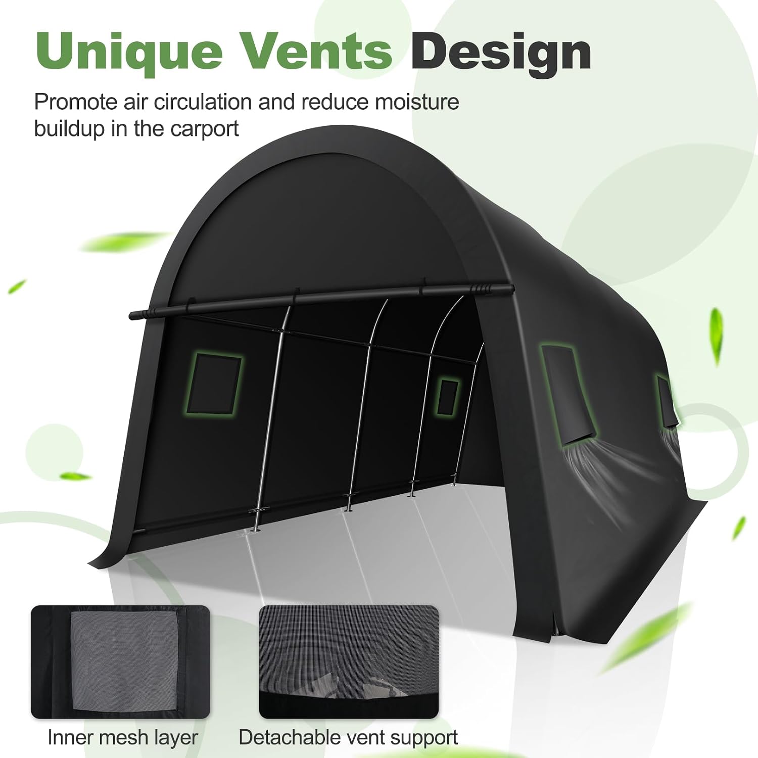 COBIZI Carport Canopy 12x20 Heavy Duty Portable Garage with Removable Doors & Vents, Galvanized Frame(Outperforms Metal) Car Port Canopy Tent with All-Season Tarp for Outdoor Storage Shed Car