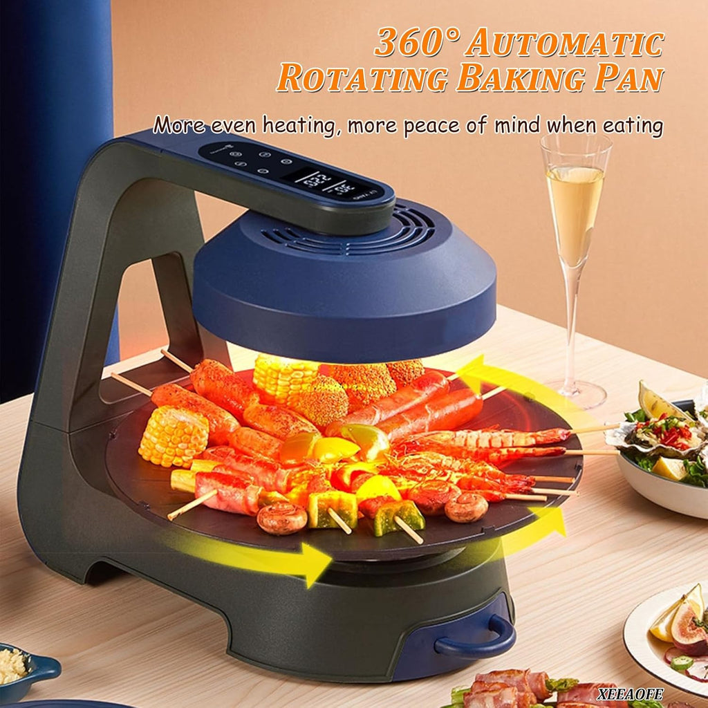 1390W Smokeless Indoor Grill, Precise Temperature Control (80-280°C), Electric Grill with Smart LED Display, Large Grilling Area, Dishwasher Safe Plates