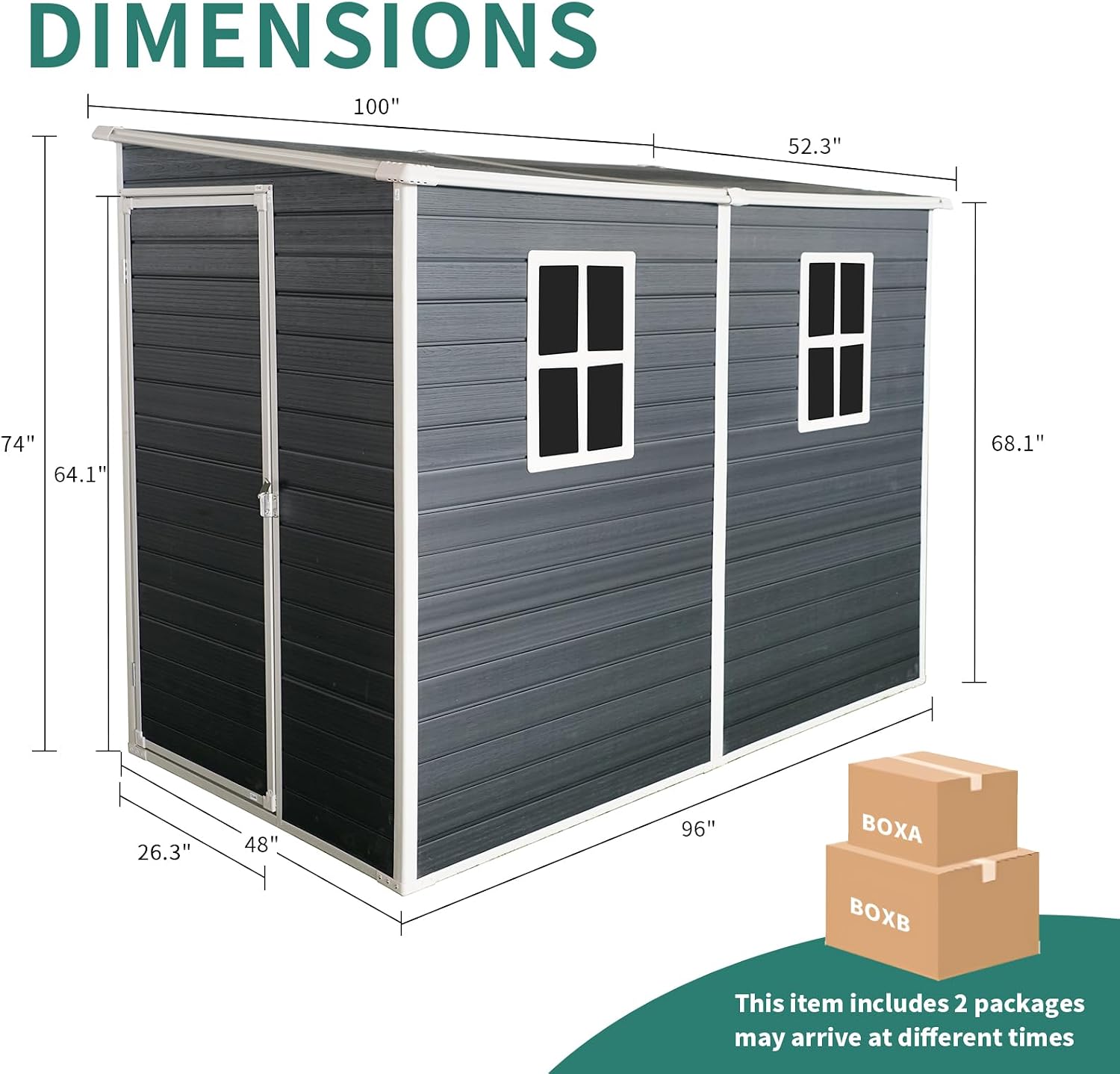 Ball & Cast 8x4FT Outdoor Storage Shed,Plastic Shed with 2 Windows and Lockable Doors, Waterpoof Garden Tool Shed with Floor Base and Vents for for Storing Bicycles,Lawnmowers,Barbeques,Black