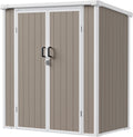 5x3 Resin Garden Sheds & Outdoor Storage on Clearance, Weather-Resistant Plastic Shed with Floor and Lockable Door for Garden Tools, Lawn Mower, Bike, Backyard Organization, Warm Gray