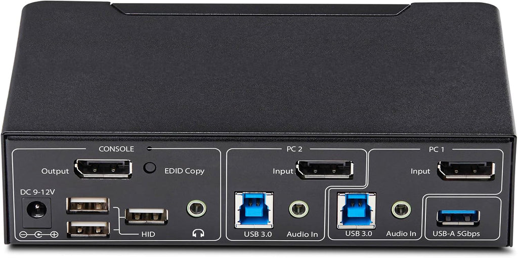 StarTech.com 2-Port DisplayPort KVM Switch, 4K 60Hz, DP 1.2, HDCP 1.4, EDID Management, 2-Port USB 3.0 Hub, TAA Compliant