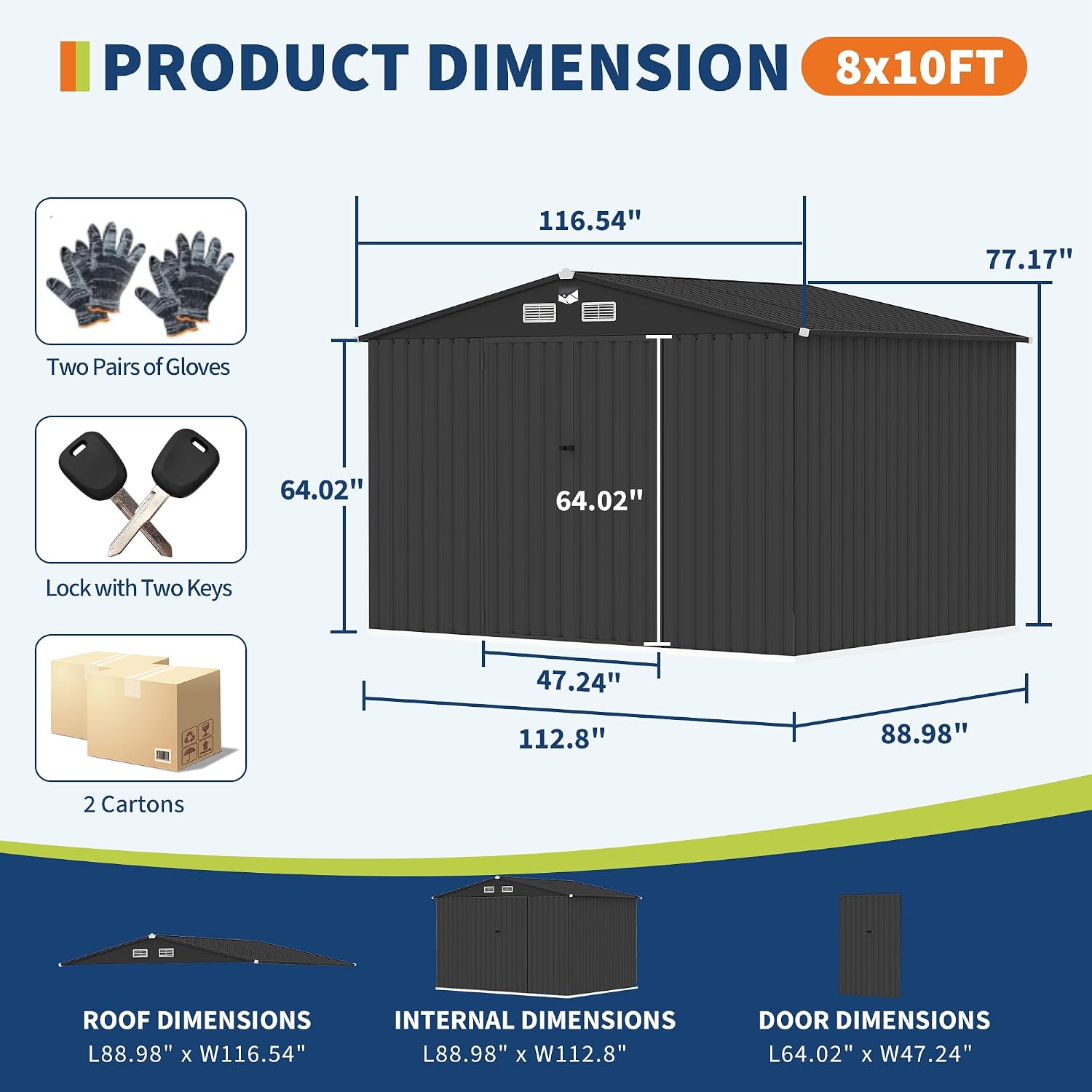Metal Outdoor Storage Shed Kit, Lockable Door Utility Shed with Air Vent for Backyard Garden Patio Lawn