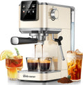 RELEXNOW Espresso Machine, 20 Bar Espresso Maker Milk Frother & LCD Panel, Hot & Iced Coffee Machine, Stainless Steel Espresso Coffee Machine with 41oz Water Tank for Cappuccino, Latte