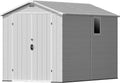 Devoko 6x10 FT Plastic Storage Shed, Outdoor Resin Waterproof Garden Shed with Floor, Light Gray