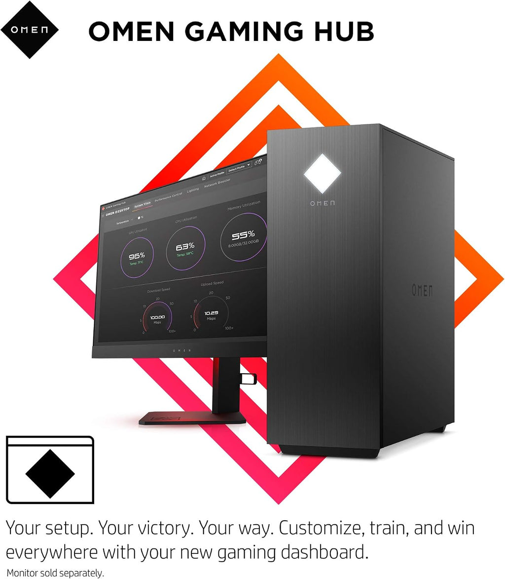 OMEN 25L Gaming Desktop PC, AMD Radeon RX 5500, AMD Ryzen 5 3500, HyperX 8GB DDR4 RAM, 512GB PCIe NVMe SSD, Windows 10 Home, VR Ready, RGB Lighting (GT12-0010, 2020 Model)