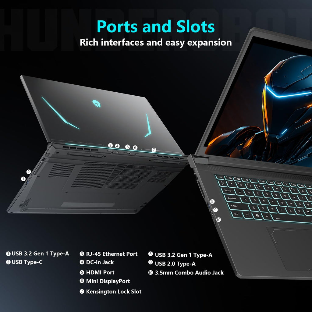 Thunderobot Storm 17 5070 Gaming Laptop, 17.3' QHD 165Hz 2K Display, Core i7-13620H, GeForce RTX 5070, 32GB DDR5 RAM, 2TB SSD, RGB Backlit Keyboard, HDMI, Wi-Fi 6, Win11 Home