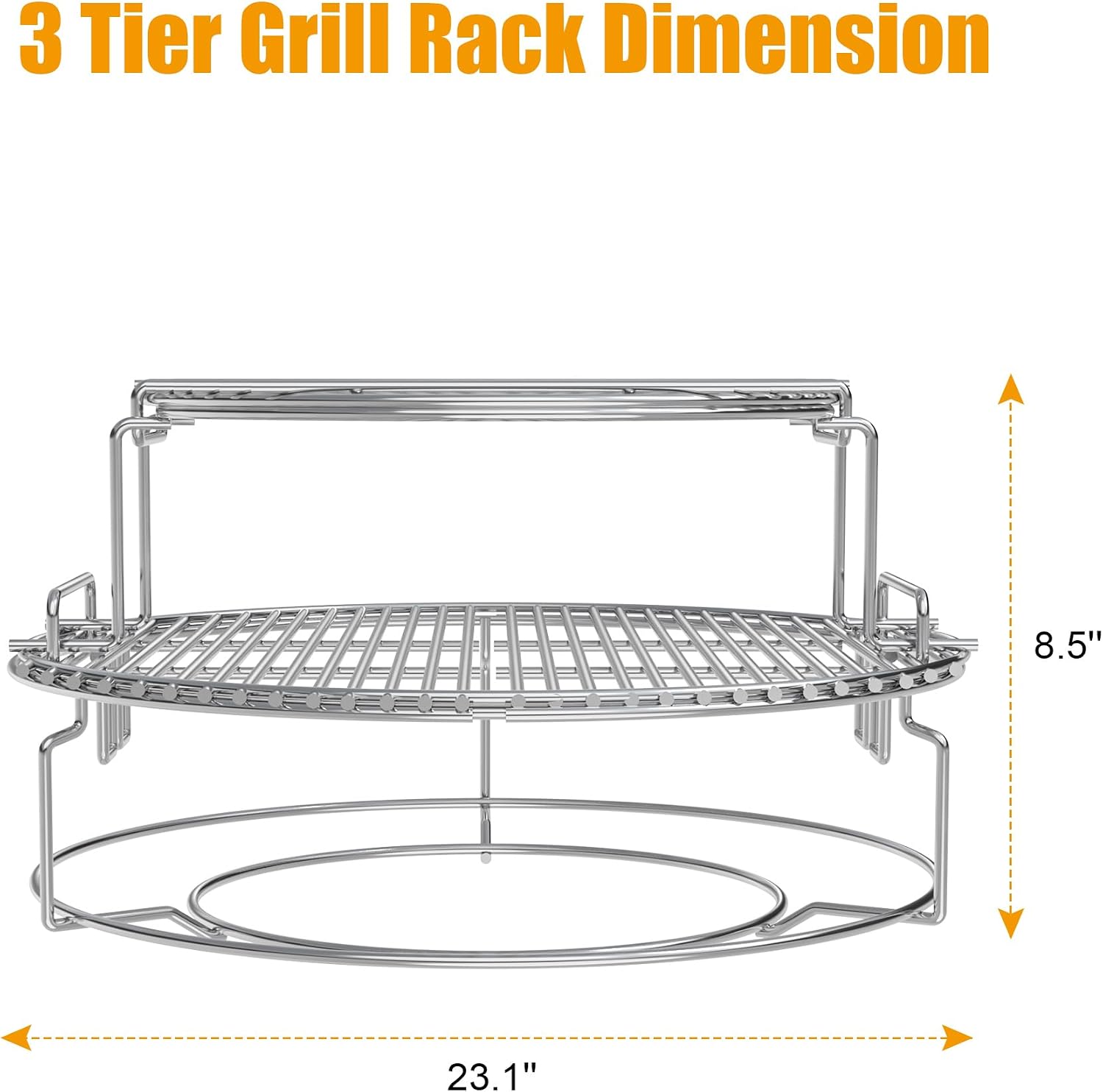 BBQ-PLUS Expander Rack Replacement Kit for XL Big Green Egg,Heavy Duty Stainless Steel 3 Tier 5 Piece Grill Basket Accessories with Removable Cooking Rack System Large