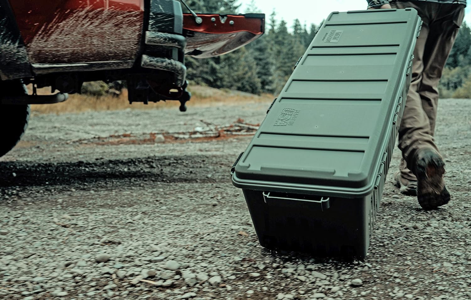 MTM MGC - The Mule Mobile Gear Crate, Storage for Hunting Gear, Shooting Supplies, Outdoor Gear, Camping Accessories, Water-Resistant, Stackable, Holds 75lbs of Gear, USA Made, Army Green