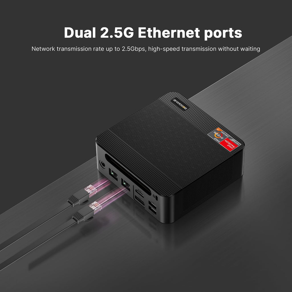 BOSGAME P4 Ultra Mini PC Gaming, Ryzen 7 7730U, 16GB RAM 1TB NVMe SSD Mini Computers, Dual 2.5G LAN, Wi-Fi 6E, BT5.2, 4K Triple Display HDMI | DP | Type-C, Home Office Business