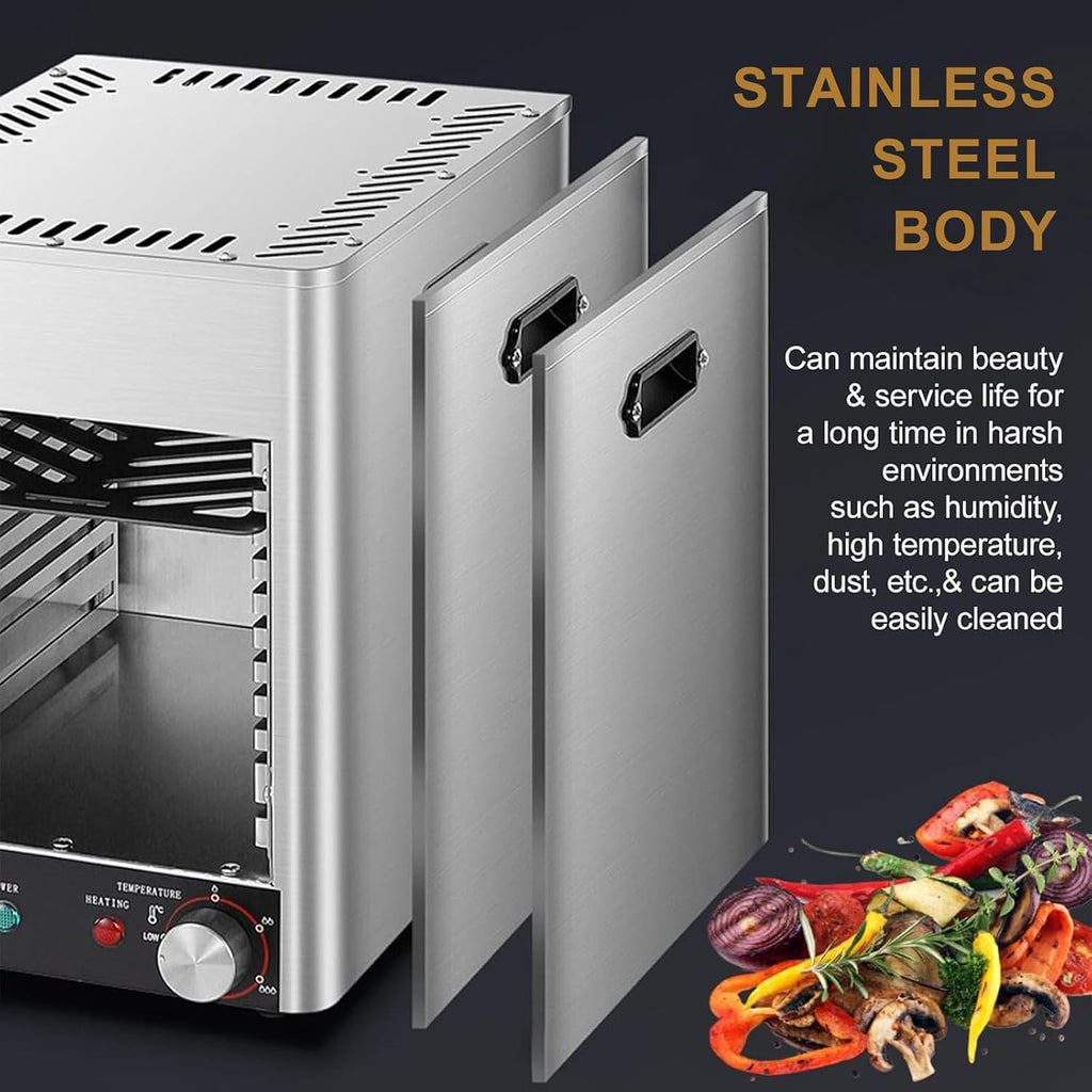 Electric Steak Grill Indoor, 8 Tier Steak Broiler, 1700W Tabletop Steak Grill, 800℃ Adjustable Temperature, for Party, Camping