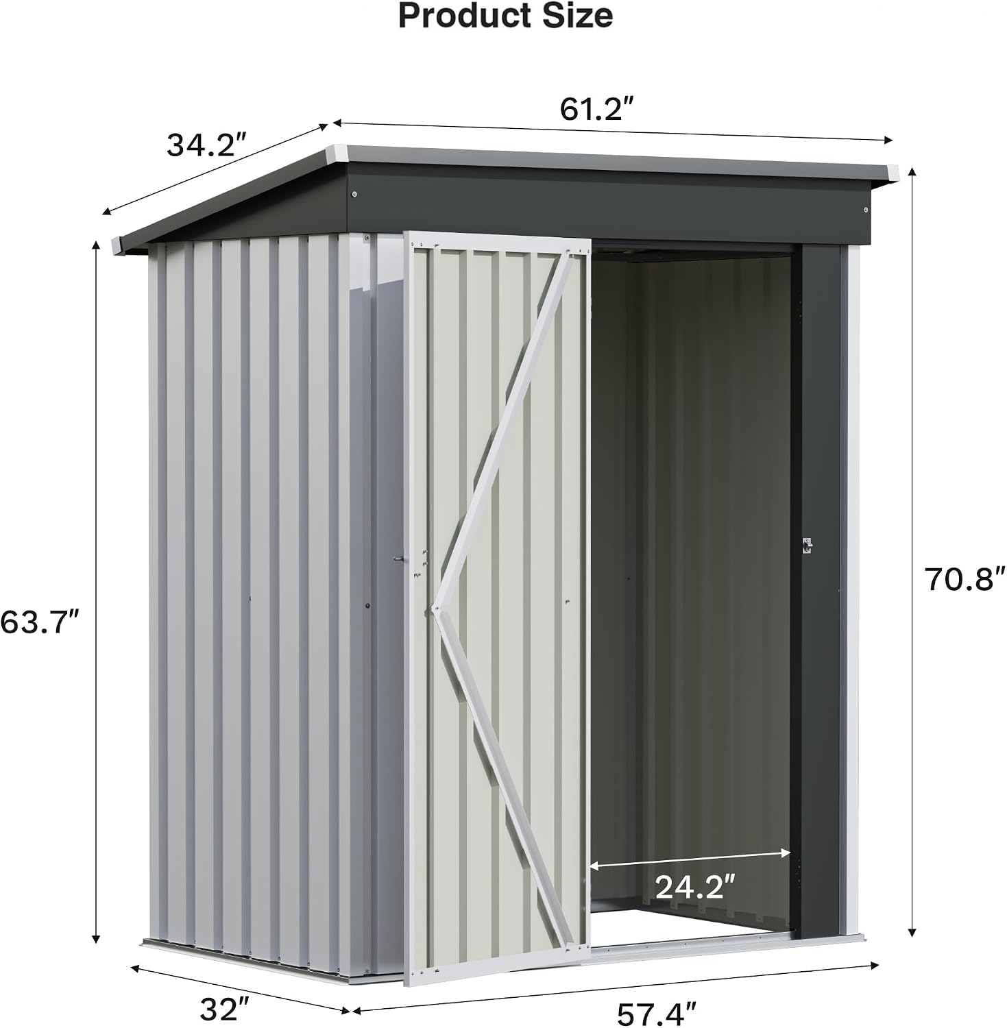 Patiolife 5x3 FT Outdoor Storage Shed, Metal Shed with Lockable Door & Sloping Roof, Steel Tool Shed for Backyard Patio Lawn, White