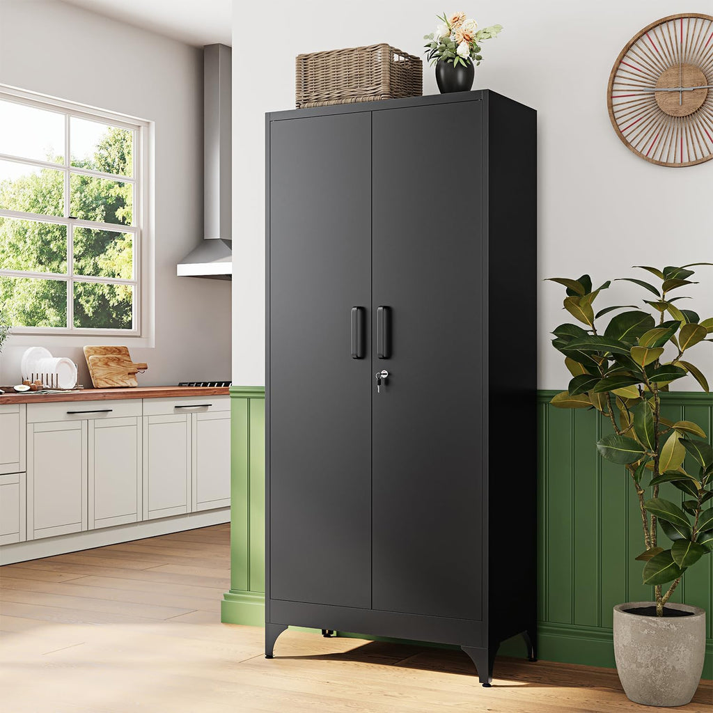 Letaya 71' H Metal Storage Cabinet with 2 Doors and 4 Shelves,Tall Kitchen Pantry Cabinets,Utility Pantry Organizers for Cupboard/Dining/Bathroom/Home Office/Garage, Steel Tool Cabinets