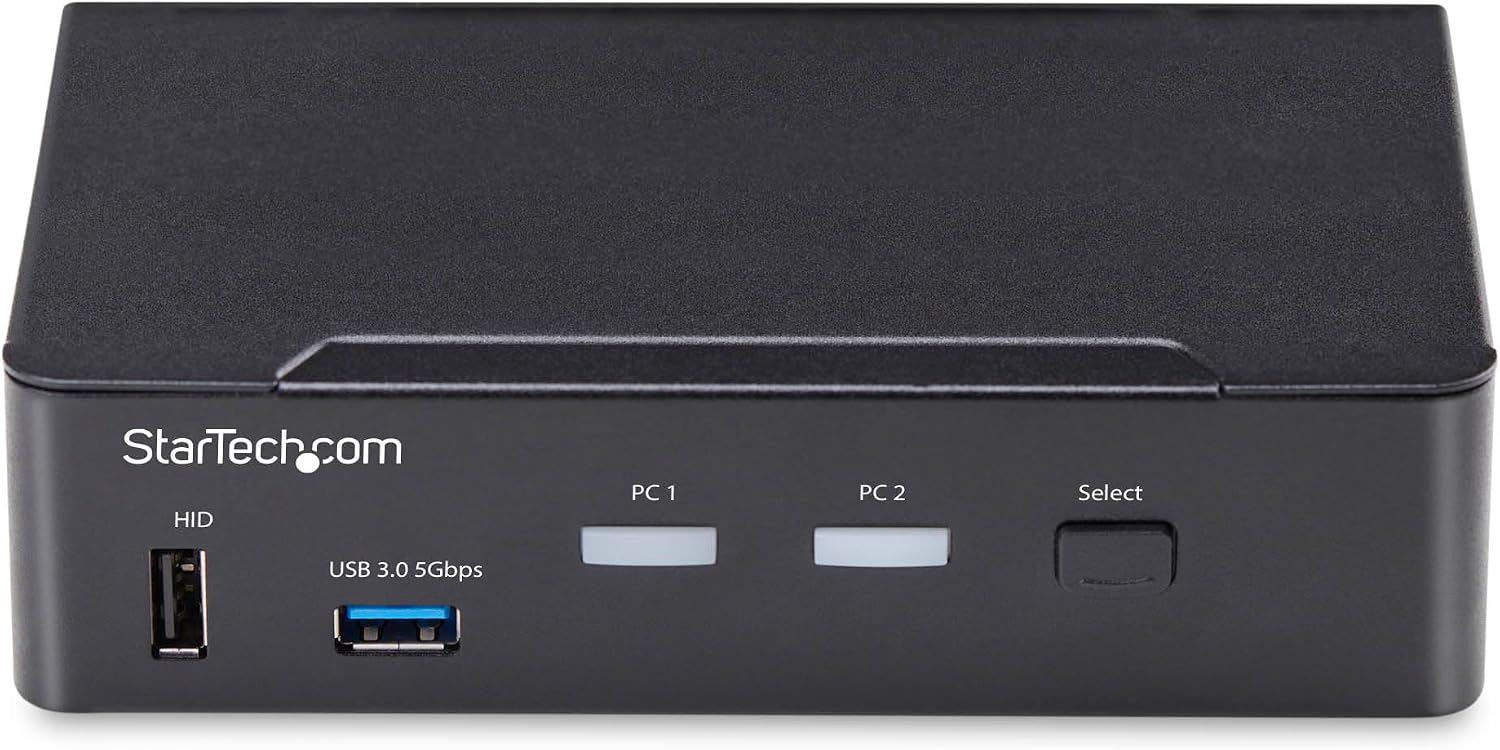 StarTech.com 2-Port DisplayPort KVM Switch, 4K 60Hz, DP 1.2, HDCP 1.4, EDID Management, 2-Port USB 3.0 Hub, TAA Compliant