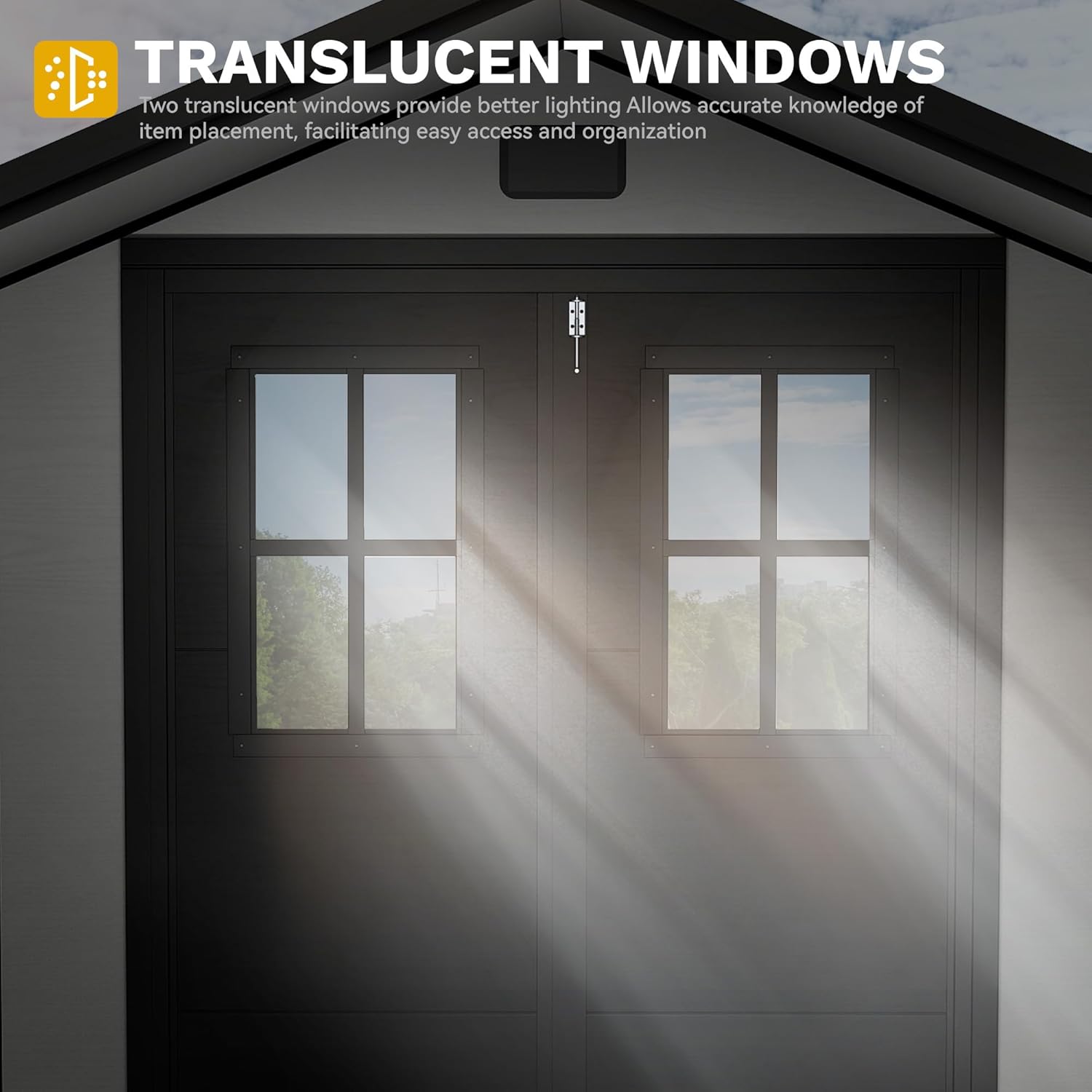DWVO 6x4.4 FT Outdoor Storage Shed, Plastic Garden Tool Shed with 2 Windows, Double-Wall Outside Shed for Lawn Mower, Garden Tool for Backyard, Patio, Lawn, Lockable, Grey & Black