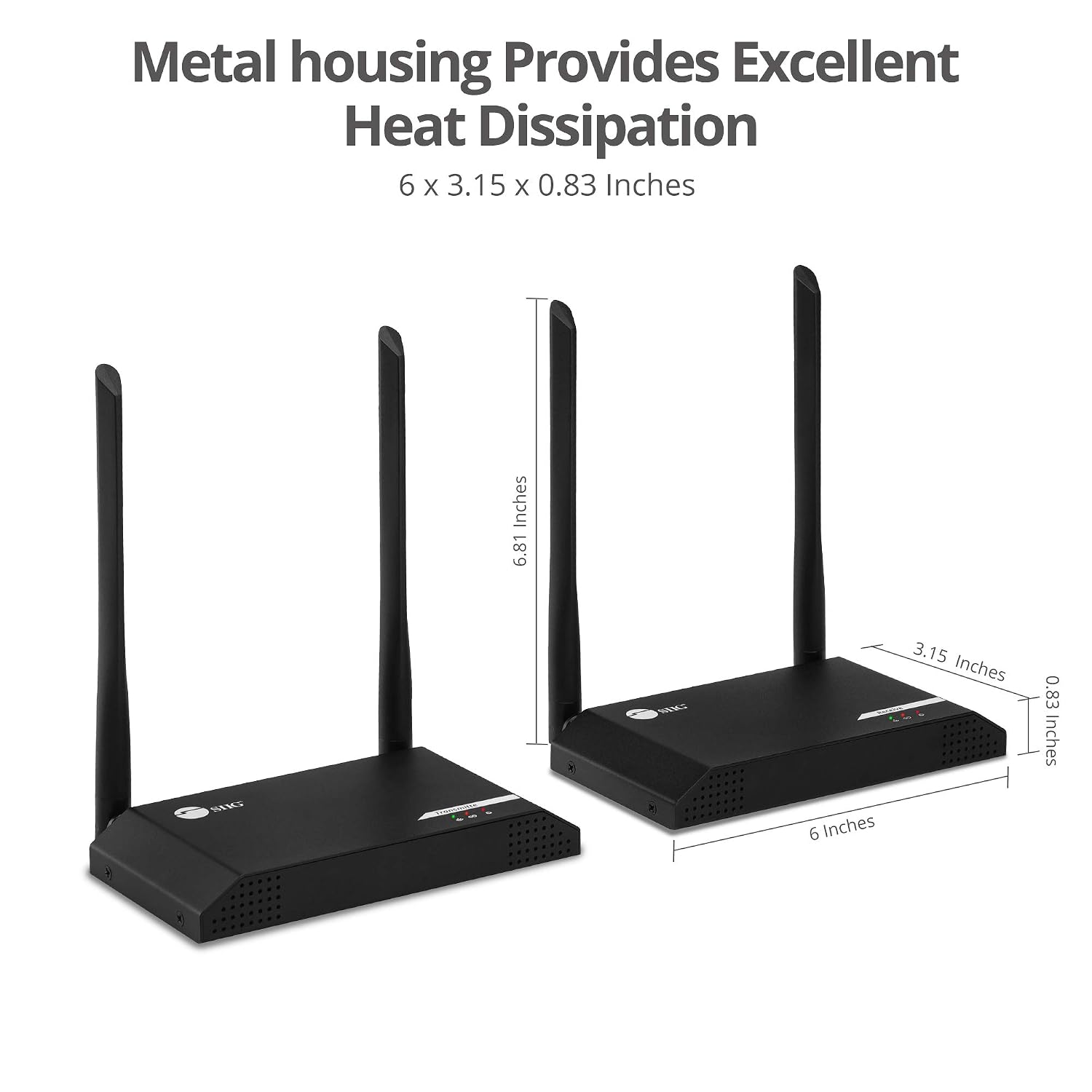 SIIG 500ft 1080p Wireless HDMI USB KVM Extender with IR & Local Loop-Out,HDMI 1.3,HDCP 1.4, 2.4G Wireless 2T2R MIMO Antenna,2X USB 2.0, Stereo Audio,Low Latency,Premium Metal Housing CE-H26G11-S1