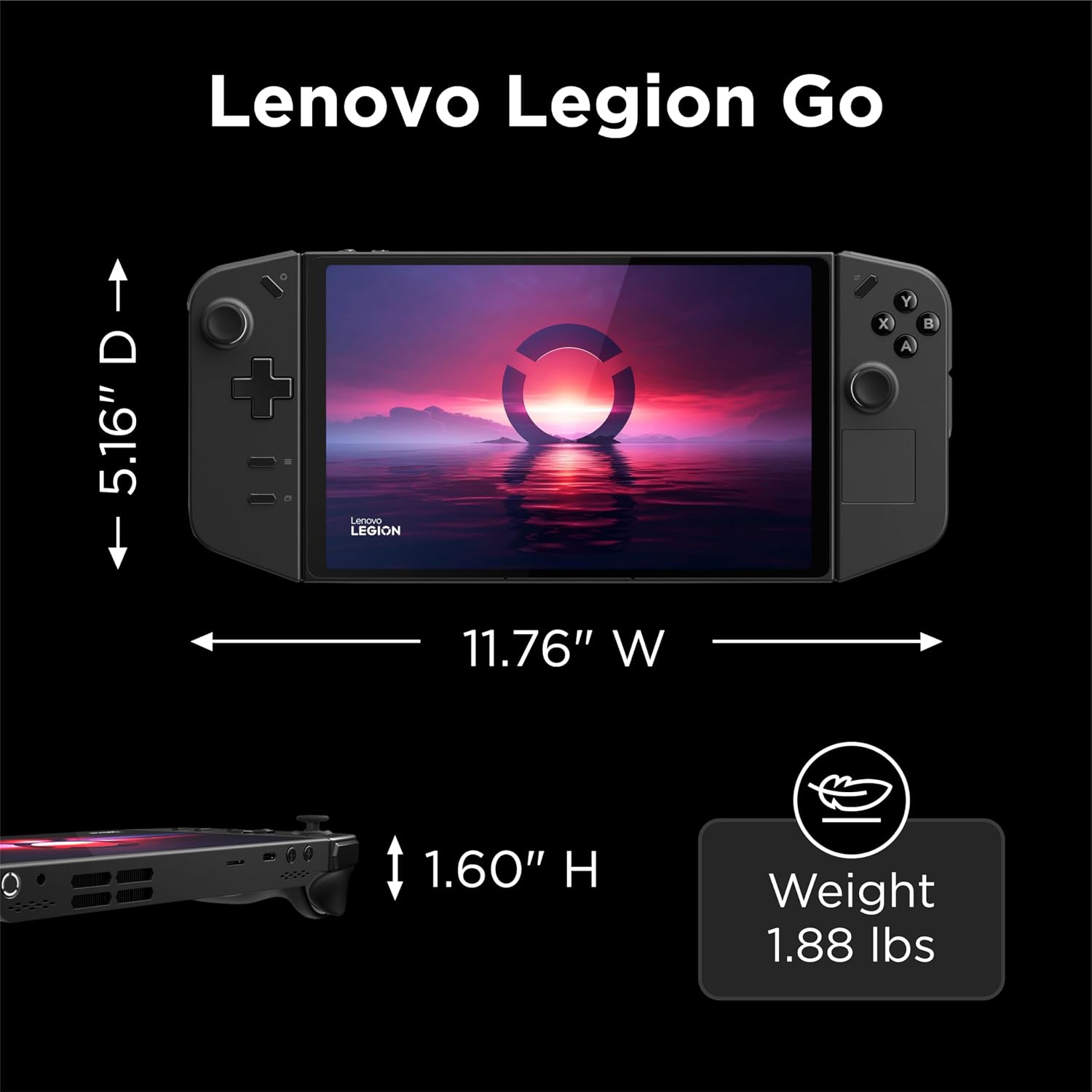 Lenovo Legion Go 8.8' 144Hz WQXGA Handheld Touchscreen Gaming PC AMD Ryzen Z1 Extreme 16GB RAM 512GB SSD Shadow Black, 8APU1