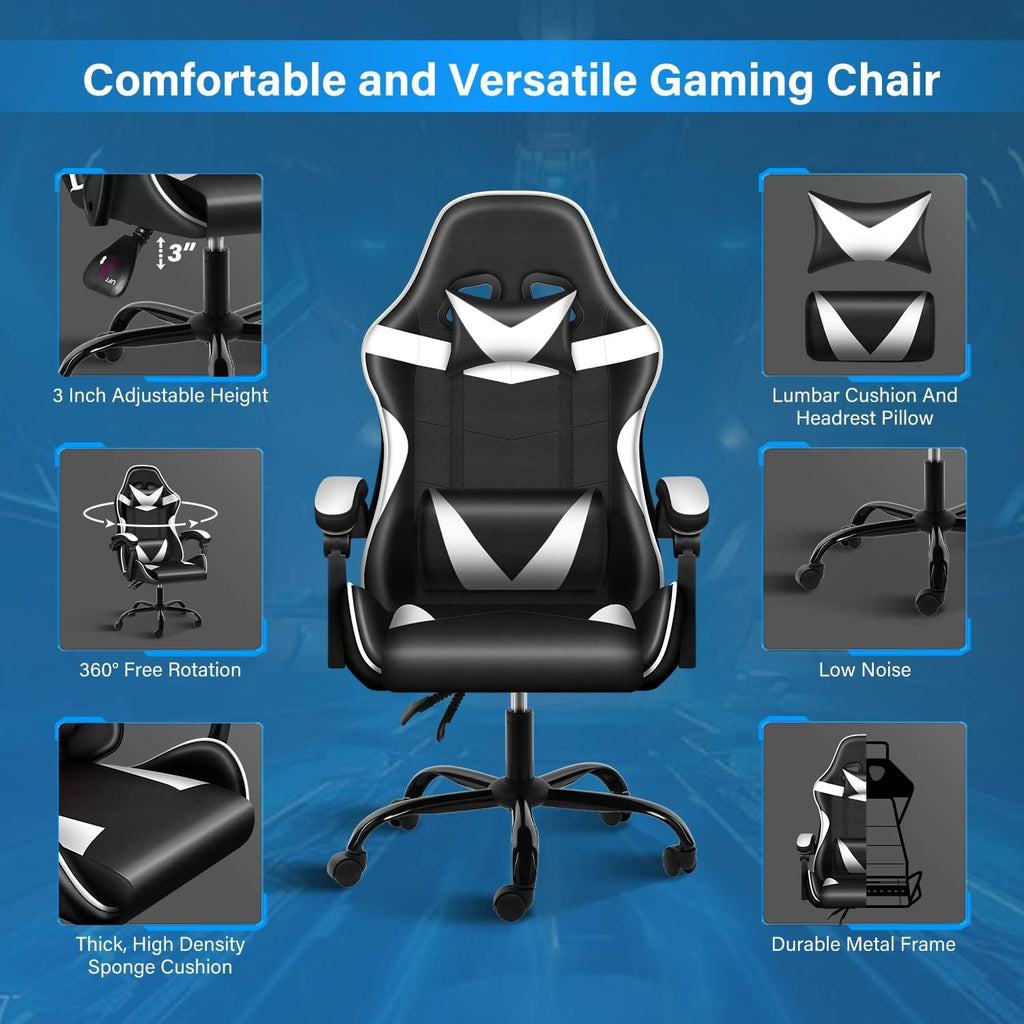 YSSOA Gaming Chair, Big and Tall Gamer Chair, Racing Style Adjustable Swivel Office Chair, Ergonomic Video Game Chairs with Headrest and Lumbar Support