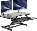VIVO Corner Height Adjustable 38 inch Standing Desk Converter, Quick Sit to Stand Tabletop Dual Monitor Riser Workstation, DESK-V037MC