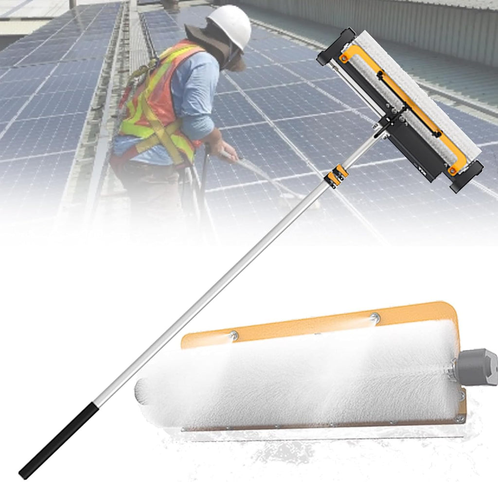 7.5m Adjustable Solar Panel Cleaning Brush, Electric Pv Panel Cleaning Roller Brush, Automatic Water Supply Cleaner, with Extendable Pole(Mains)
