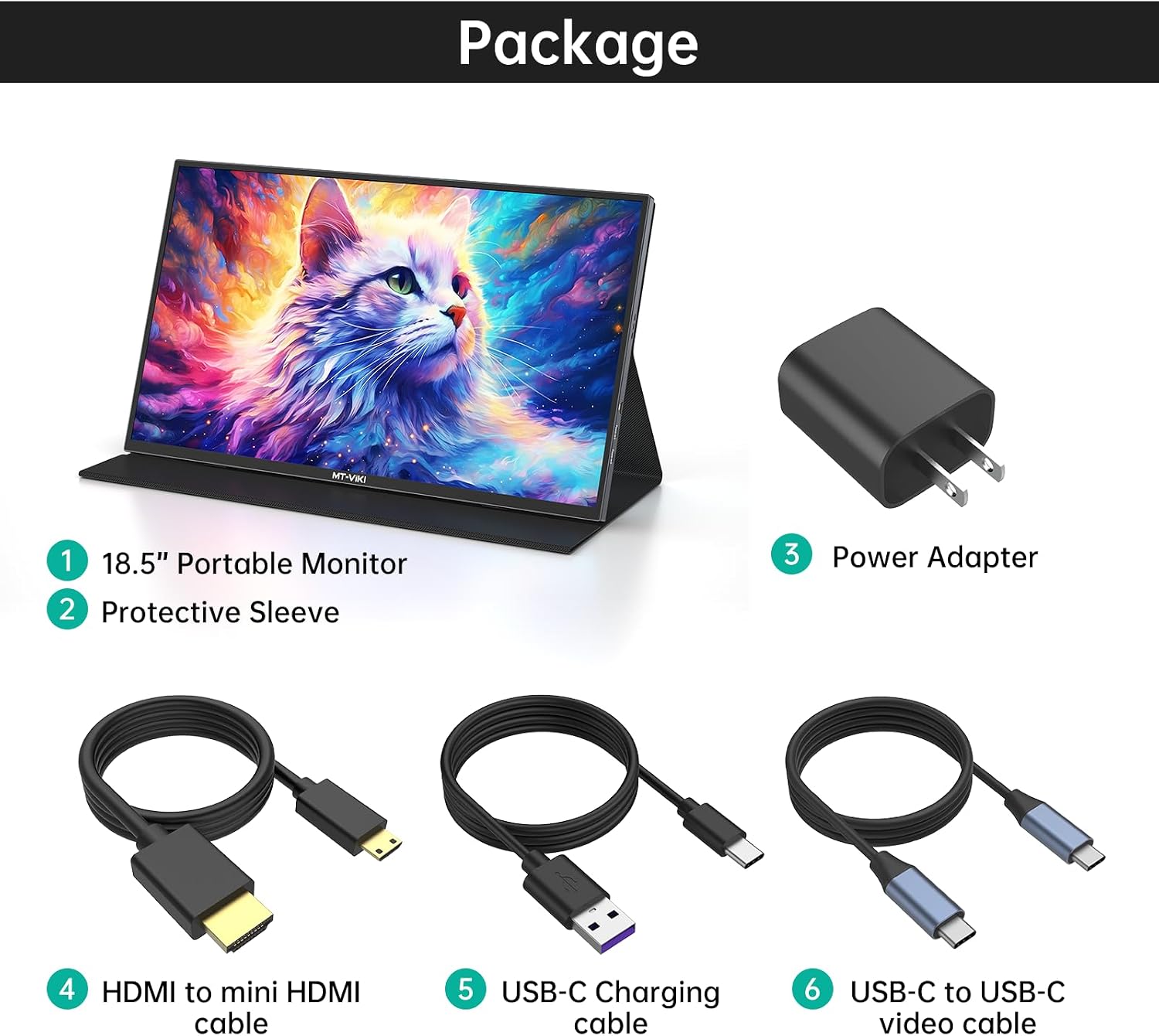 MT-VIKI 18.5 inch Portable Monitor 1080P 100Hz 72% NTSC, Large Portable Screen Stand, FHD IPS Screen HDR Gaming Display, Travel Second Monitor for Mac PC Xbox PS4/5