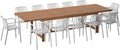 Urban Elements Frida Rectangular Extendable Patio Furniture Set | 100% Certified Teak Finish | Backyard Furniture, Outside Table and Chairs, Rectangular Outdoor Dining Set (White, 13-Piece)