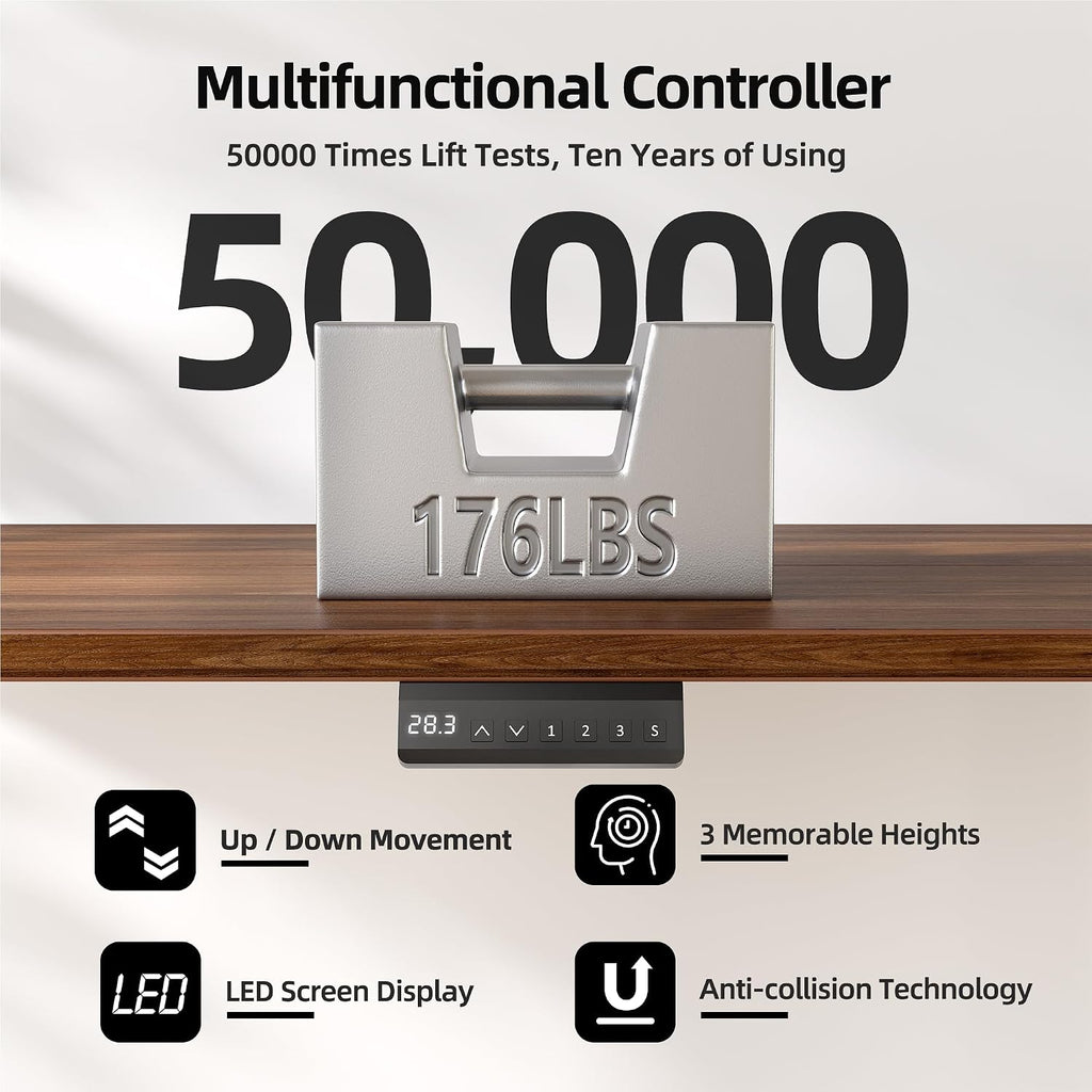 TIQLAB Height Adjustable Electric Standing Desk, 40 x 24 inch, Sit Stand Up Desk, Splice Board, Computer Home Office Desk, Black Walnut Top