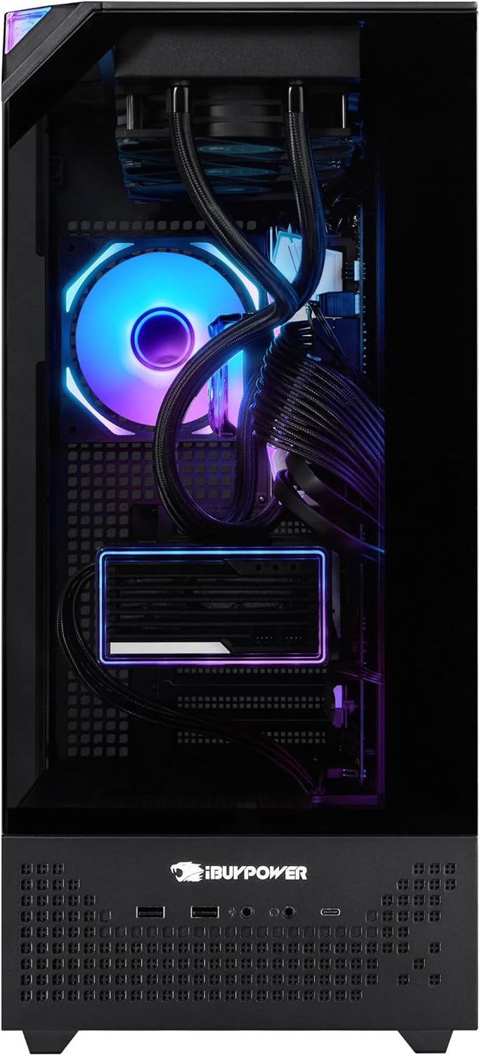 iBUYPOWER Element Pro Black Gaming PC Desktop Computer Intel Core i9 14900KF CPU, NVIDIA GeForce RTX 5070 12GB GPU, 32GB DDR5 RGB RAM, 2TB NVMe SSD, Windows 11 Home, Keyboard, Mouse - EPBI9N5701