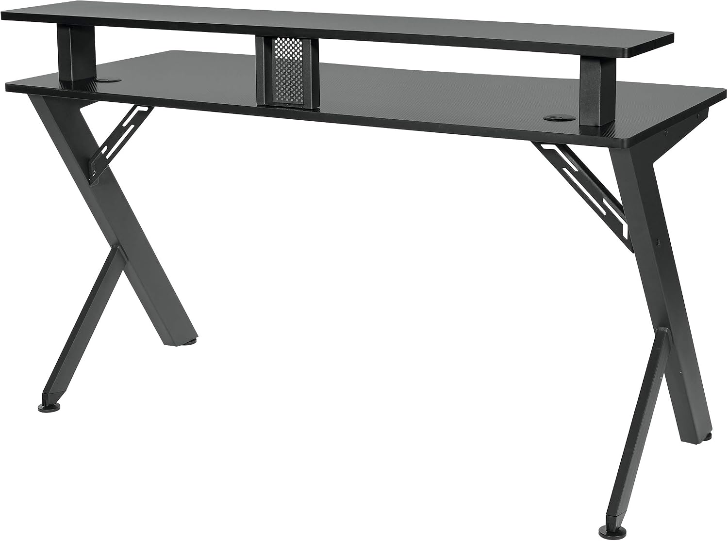 OSP Home Furnishings Area51 Battlestation Gaming Desk with Bluetooth RGB LED Lights, Matte Black