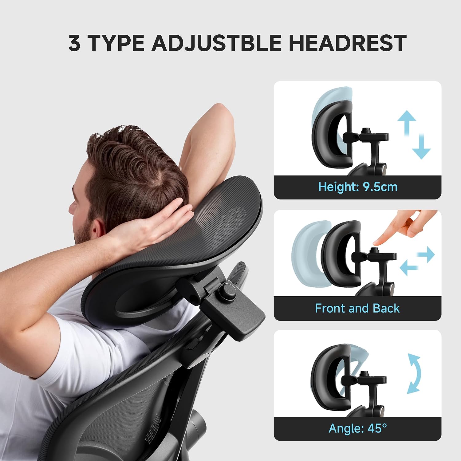 Ergonomic Office Chair, 330LBS Desk Chair with 3-Level Lumbar Support & Headrest, Breathable Mesh Backrest, Flip-Up Armrests for Home Office and Gaming, Black