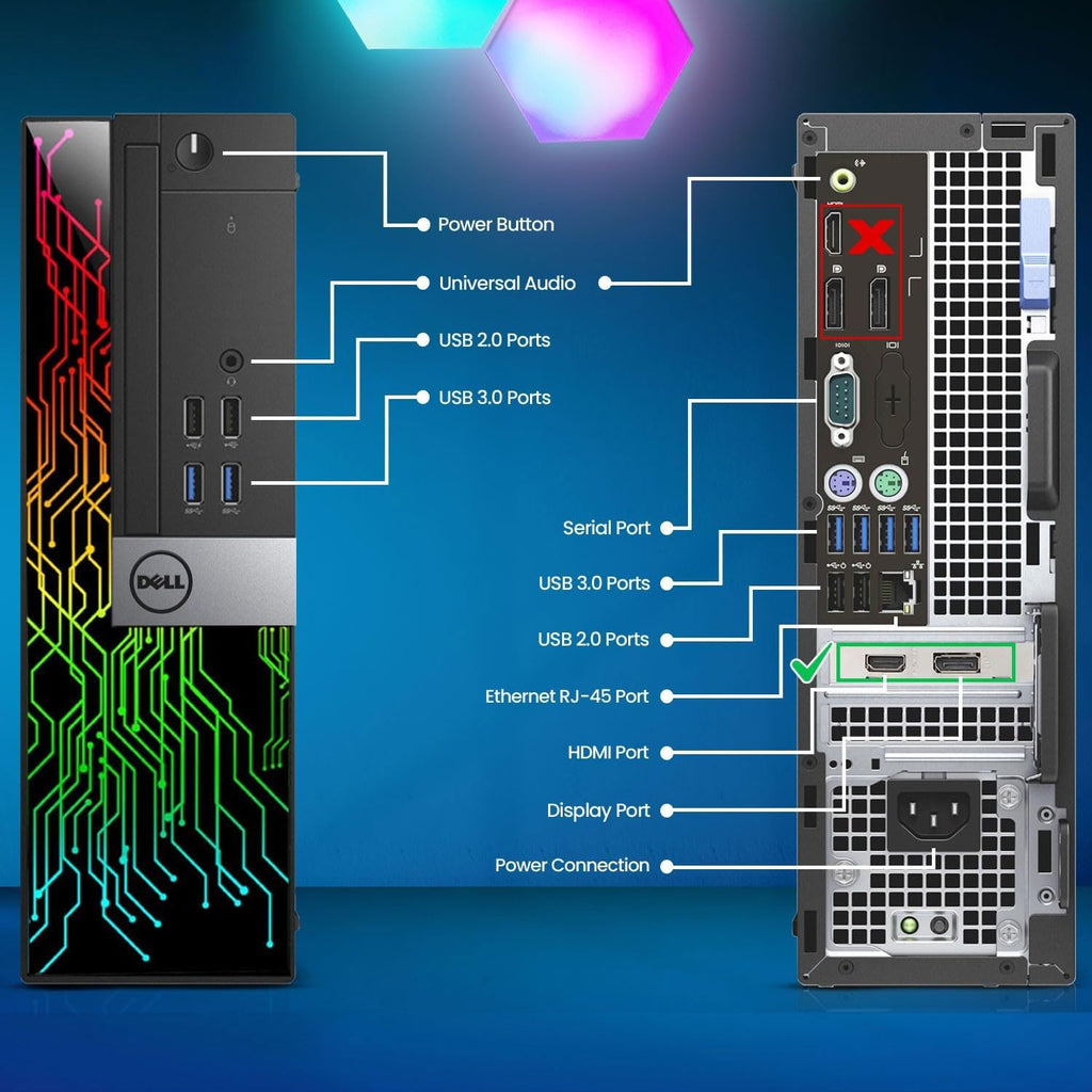 Dell Gaming Desktop Computer PC - Intel Core i7-6th Gen - 16GB DDR4 RAM - 512GB SSD - GeForce GTX 1050 Ti - RGB Desktop - RGB Keyboard & Mouse - WiFi - Windows 11 Pro (Renewed)
