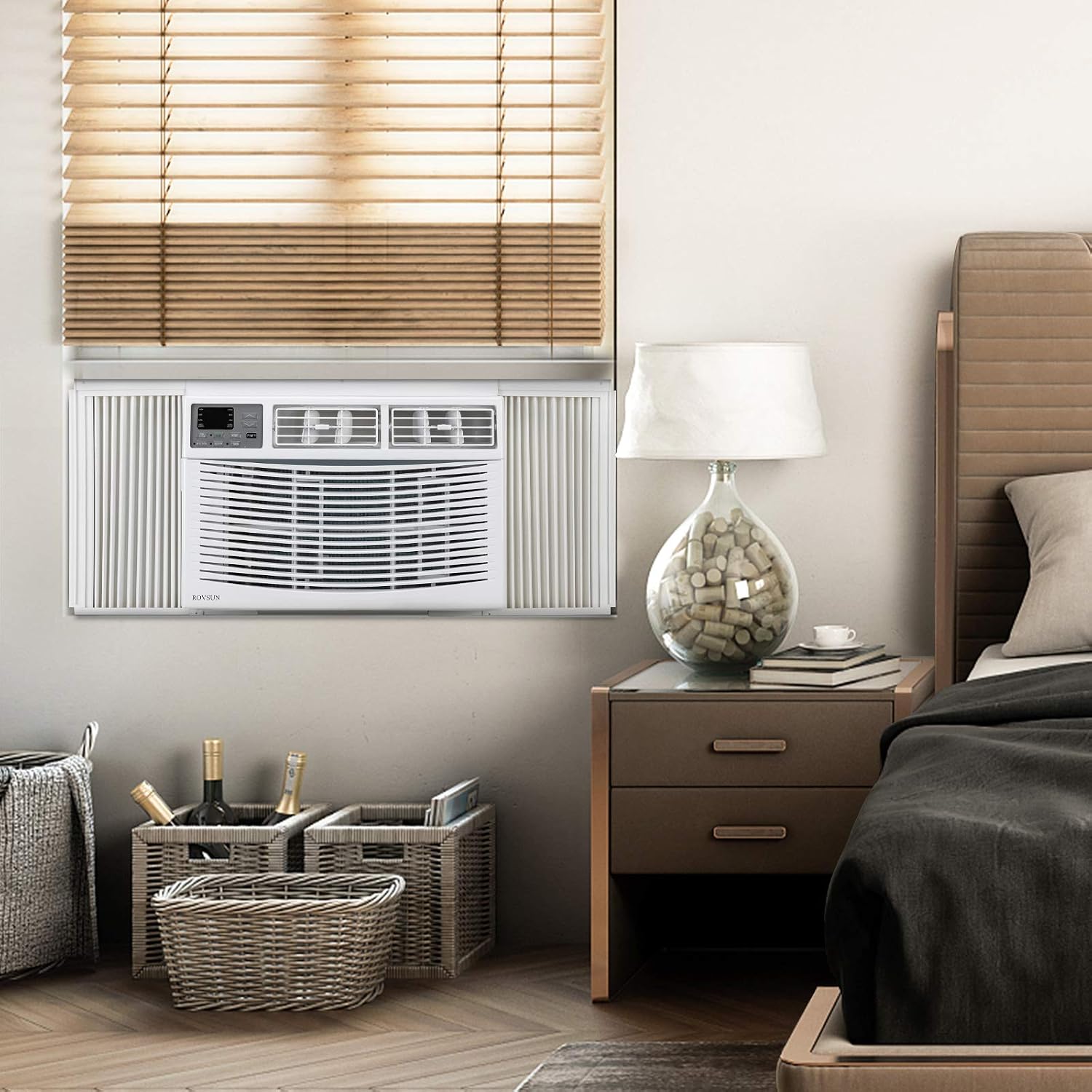 ROVSUN 18000 BTU Air Conditioner Window Unit, 3-in-1 Window AC Unit Cooler, Dehumidifier & Fan with Timer, Remote Control & Installation Kit, Cooling Rooms up to 1000 Sq. Ft, 230V/60Hz, White & Grey