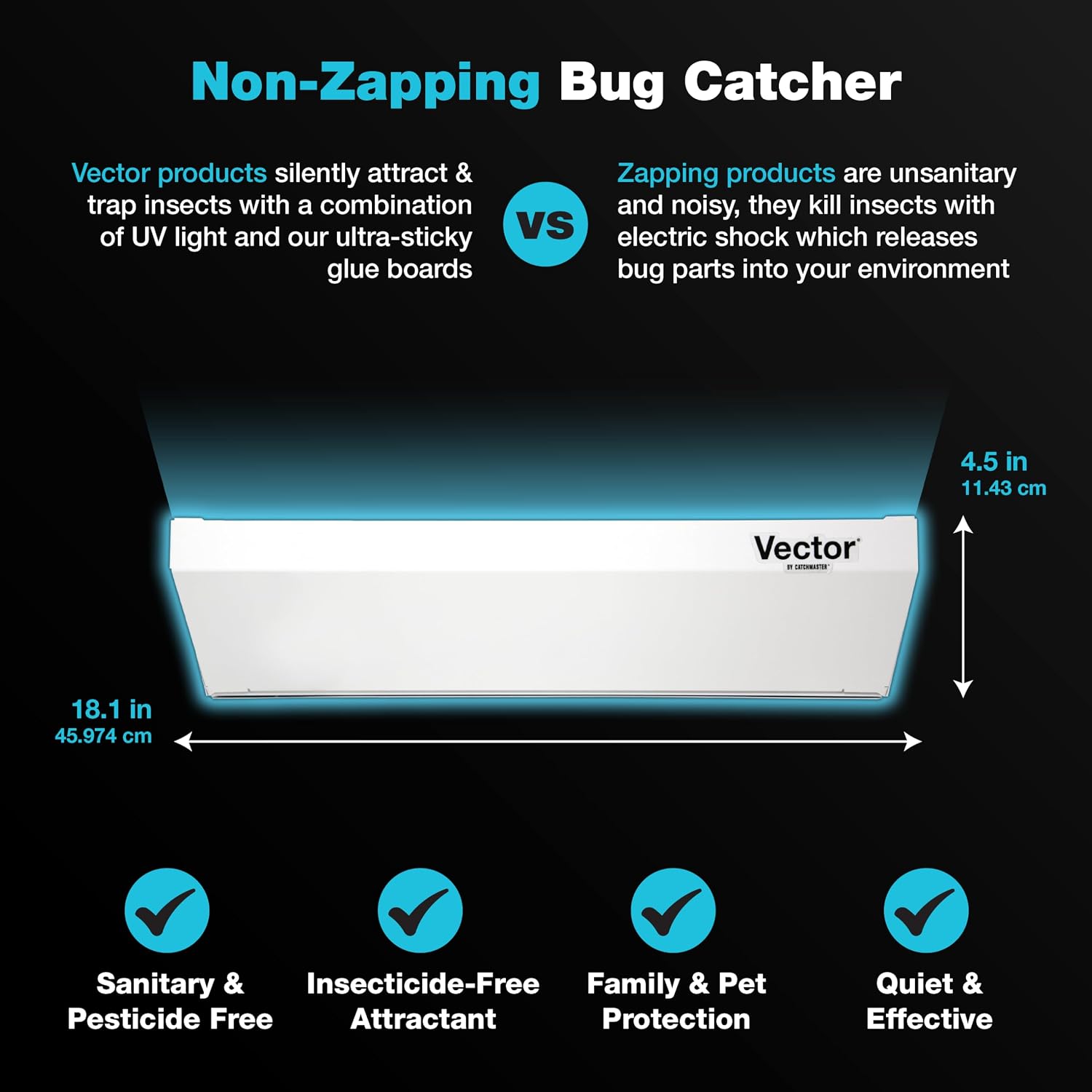 Catchmaster Vector Optima White, UV Light Fly Traps for Home, Gnat Traps for House Indoor, Shatterproof Bulbs, UV Lamp Insect Killer, Bug Catcher for Kitchen, Garage, & Warehouse