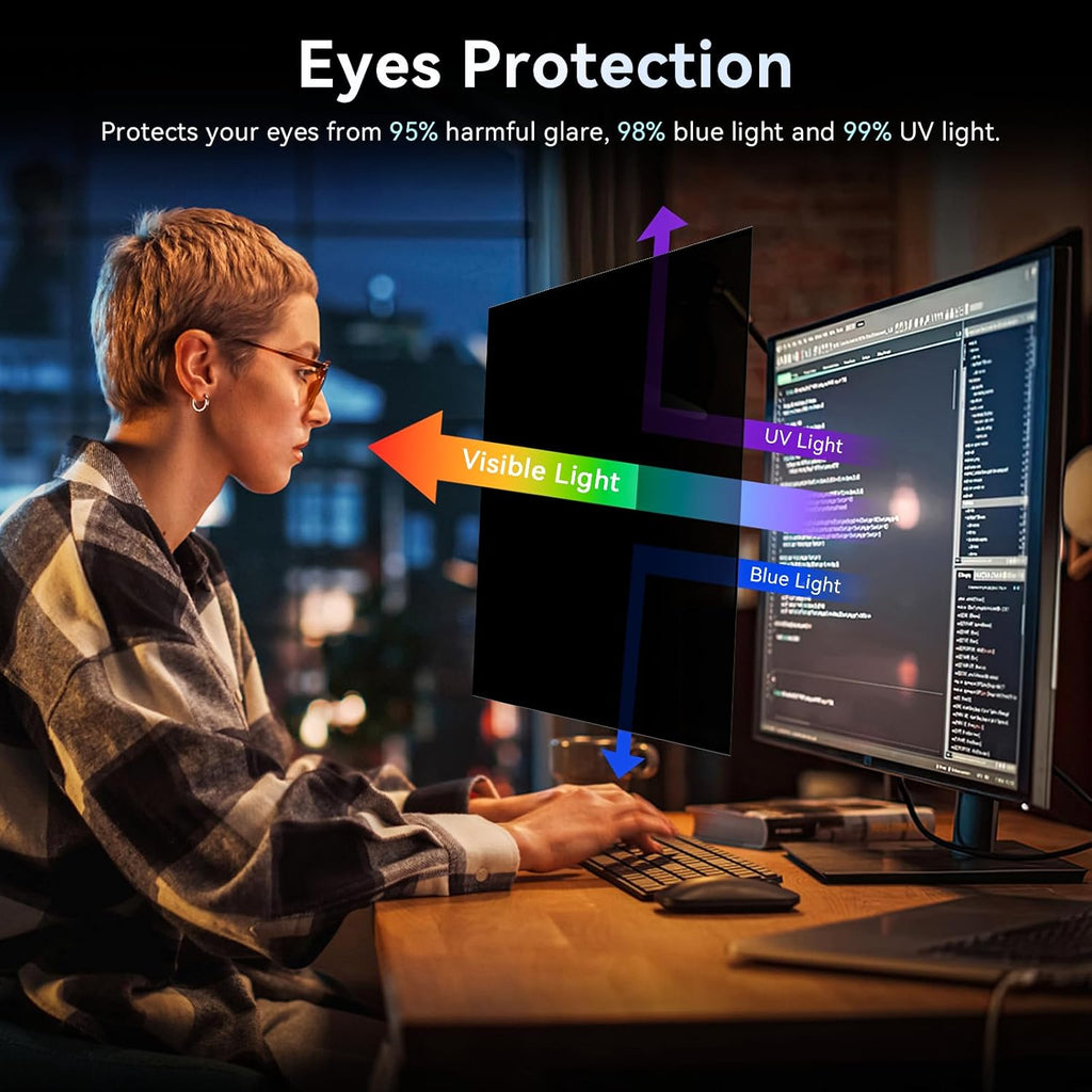 [2-Pack] 31.5 Inch Computer Privacy Screen Filter for 16:9 Widescreen Monitor, Removable Eye Protection Anti Glare Blue Light Filter Privacy Shield, Anti Spy Screen Protector Film 31.5 In