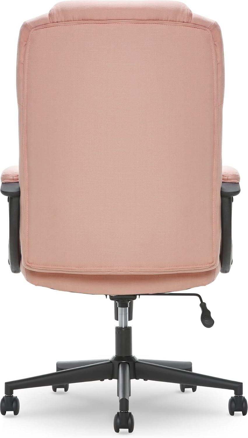 Serta Connor Executive Office Chair, Ergonomic Computer Chair with Layered Body Pillows, Contoured Lumbar, Adjustable Seat, Microfiber Fabric, Pink