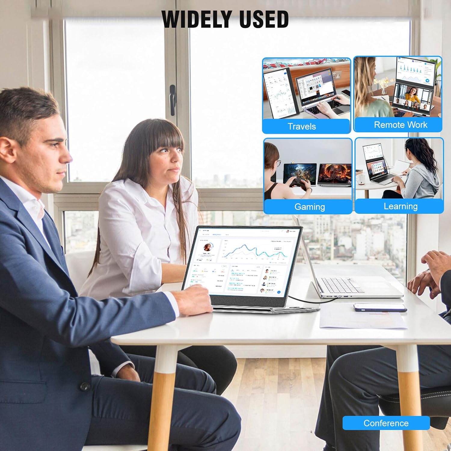 KEFEYA Laptop Screen Extender Portable Monitor, 14' FHD IPS 1200P Travel Dual Second Monitor for Laptop