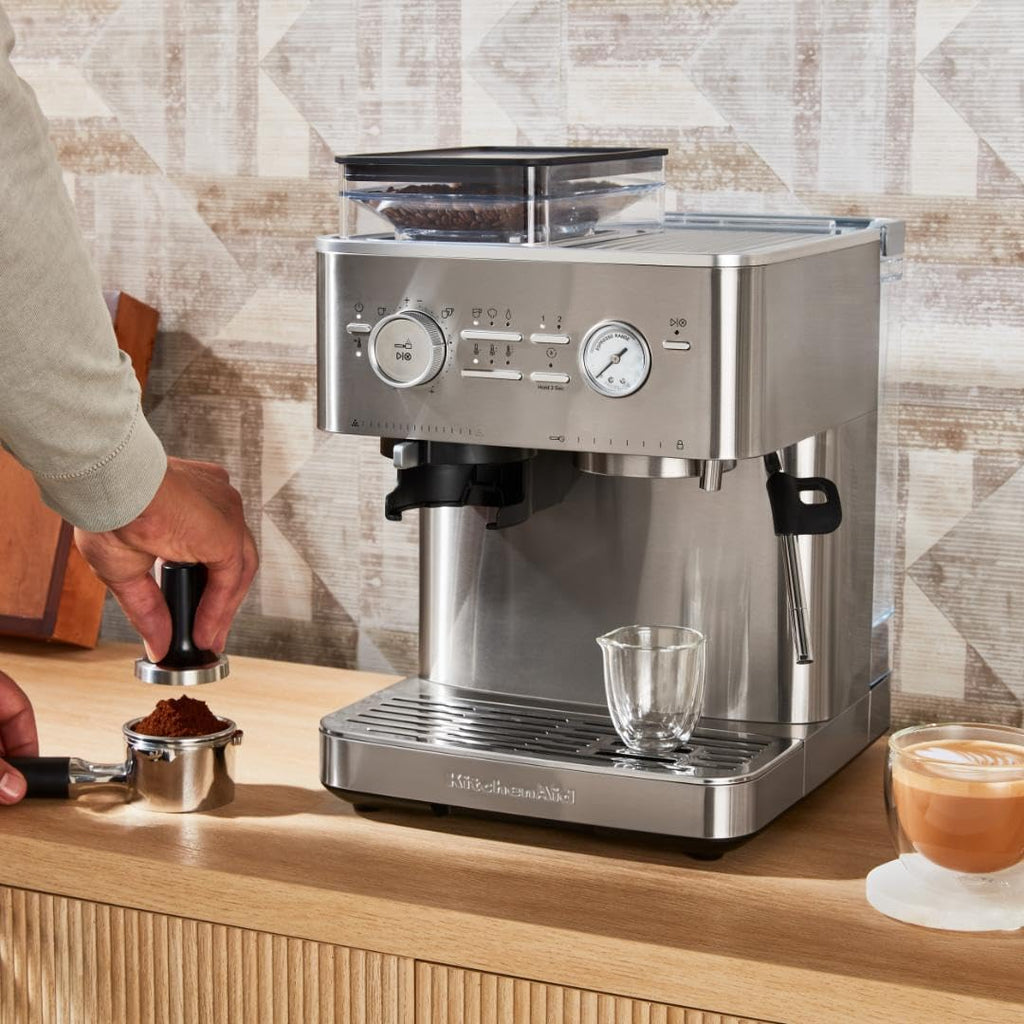 KitchenAid Semi Automatic Espresso Machine with Burr Grinder, 2.5L, Brushed Stainless Steel, KES6551SX