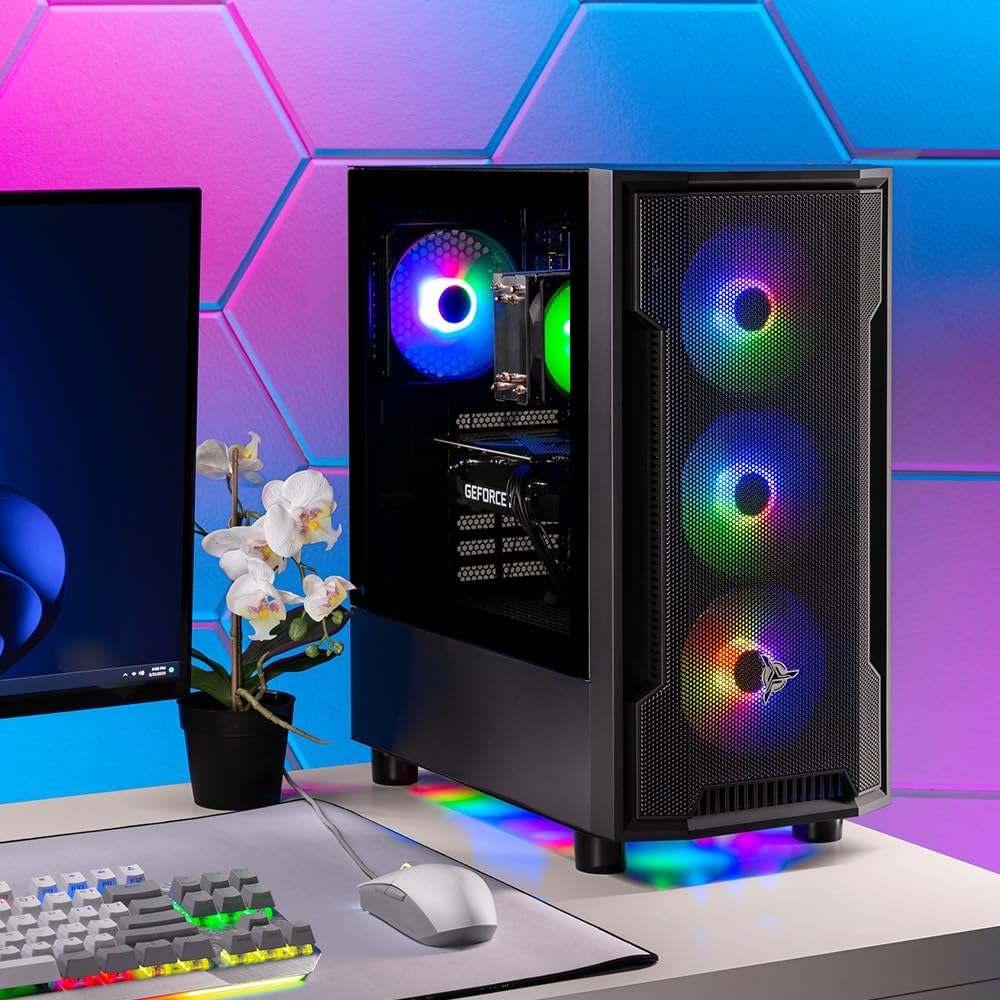 Skytech Gaming Shadow Desktop PC, Ryzen 5 5600 3.5 Ghz (4.4GHz), AMD RX 6600 8GB, 1TB NVMe SSD, 16GB DDR4 RAM 3200, 650W Gold PSU, Wi-Fi, Win 11