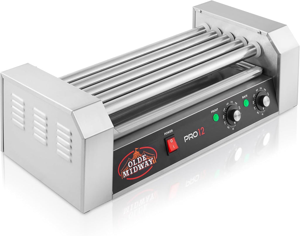 Olde Midway Electric 12 Hot Dog 5 Roller Grill Cooker Machine 700-Watt - Commercial Grade